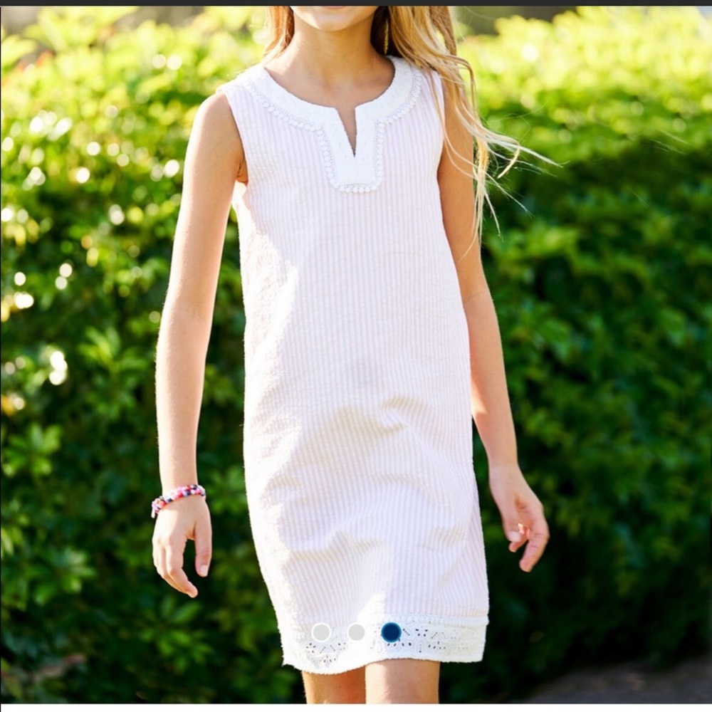 Girls Vineyard Vines Pink Seersucker Dress